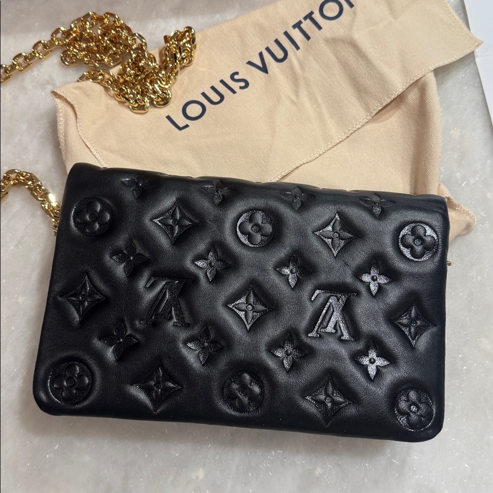New Louis Vuitton Pochette Coussin Black Embossed Lambskin Leather Crossbody luv - Picture 6 of 9